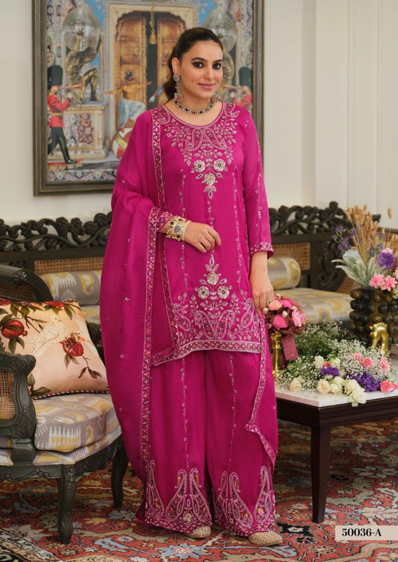 D 50036 A and B By Zaveri Simar Silk Readymade Suits 